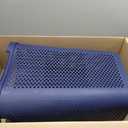 Mind Reader Slim Laundry Hamper with Lid, 60L Clothes Basket, Ventilated Plastic, Navy