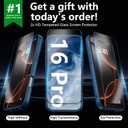 YFEMLAZ Magnetic for iPhone 16 Pro Case,with Screen Protectors X2,Full Camera Protection,Compatible with MagSafe,Translucent Matte,Anti-FingerprintShockproof Protective Phone Case,6.3",Blue