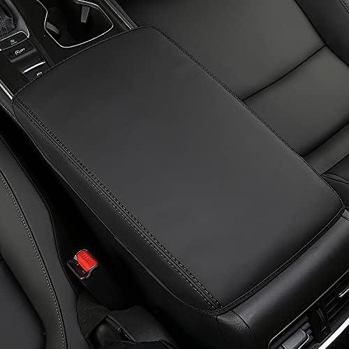 INTGET Car Center Console Armrest Cover for 2021 2020 2019 2018 Honda Accord Accessories Interior Leather Elbow Arm Rest Cover Pad Middle Console Box Lid Protector Saver Cushion (Black Stitches)