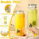FillTouch 2 Pack 80 oz Glass Beverage Dispenser Tall Glass Drink Dispenser with Lid and Stainless Steel Spigot Beverage Storage for Parties Fridge Clear Rectangular Jar for Lemonade Water