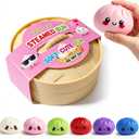 Dumpling Squishies, Dumpling Squishy Mystery Box, Fidget Sensory Toy, Squeeze Dough Ball Stress Relief Hand Toys with Food Steamer, Squishy Toys Mystery Box, 6 Colors Random (2.36in)