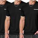 JMIERR Mens T-Shirt Cotton Crewneck Basic Tee Casual Short Sleeve Shirts Active Quick Dry 3 Pack Tops with Pocket (Small, Black/Black/Black)