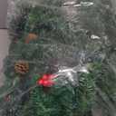 Christmas Garland with Lights, 9ft 30LED Battery Operated Garland Decorated with Pine Cones, Berry, Artificial Snowy Pine, Indoor & Outdoor Xmas Garland for Stairs Fireplace Door Fences