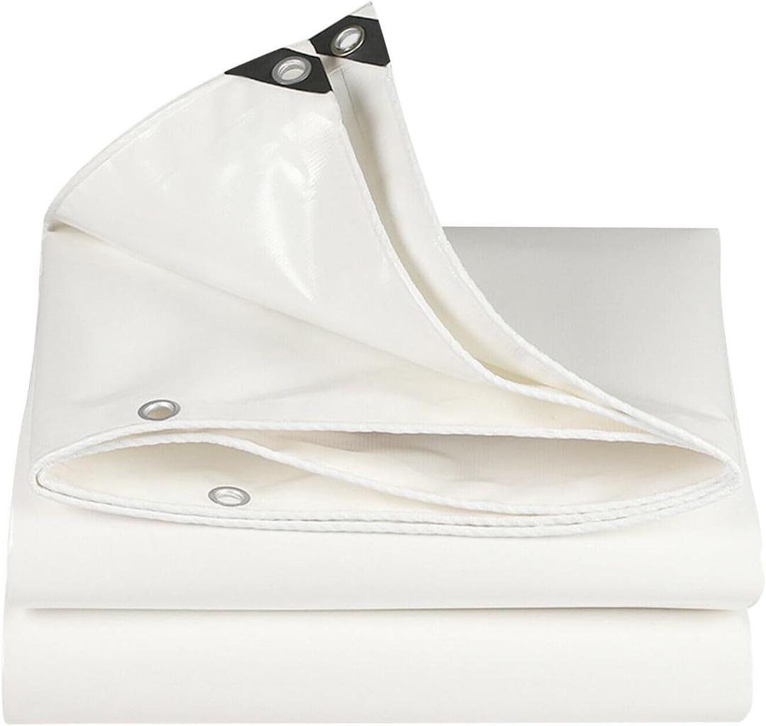 20'x 40' Tarps Heavy Duty Thick Waterproof, Poly Canopy White Tent Shelter Cover, 12 Mil Tarpaulin Shade, Rip and Tear Proof, UV Resistant Tarpaulin with Grommets