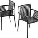 Jamesdar Weave Stackable Indoor/Outdoor Chair Set of 2 Black, 23.23"W x 22.24"D x 32.28"H, 17.8" seat height