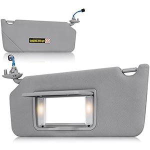 Left Driver Side Sun Visor with Vanity Light Fit for Honda Accord 2008 2009 2010 2011 2012, Replace for 83280TA0A91ZB Gray