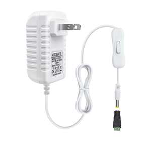 12V Power Supply, 12 Volt 2A 24W DC Power Supply with On Off Switch, White Switching LED Power Adapter, AC 110V to 12V Wall Wart Transformer Plug for LED Strip Lights with 5.5/2.1 DC Female Connector