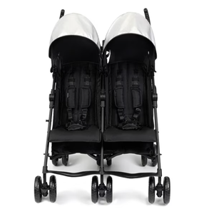 Summer Infant 3Dlite Folding Lightweight Side by Side Double Stroller with 5-Point Safety Harness for Infants and Toddlers, Black