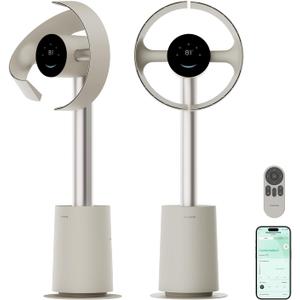 DREAME Bladeless Tower Fan for Bedroom, Smart Standing Fan with 270° Spatial Airflow for Whole-Room Circulation, 59ft/s High Velocity, 10 Speeds 3 Modes, Temperature-Adaptive Airflow, MF10-Beige