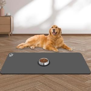 Large Pet Feeding Mat, 39.3"x15.7" Absorbent Quick Dry Dog Mat for Food and Water Bowl, No Stains Easy Clean Dog Water Dispenser Mat, Pet Supplies Bowl Mat for Messy Drinkers (15.7" x 39.3", dark grey)