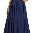 Miusol Women's Sexy Deep V-Neck Sequin Lace Double Sleeveless Evening Party Maxi Dress (Blue, XXL)