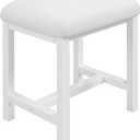 Small Vanity Stool, Cute Vanity Stools with Cushion, White Makeup Vanity Chair for Small Spaces, Living Room, Bedroom, Bathroom, Entryway, Ottoman Foot Rest for Couch Sillas Modern