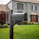 Architectural Mailboxes Arlington Heavy duty Steel Metal Post Mounted Mail Box for outside, Textured Bronze, Large USPS Approved Curbside Mailbox