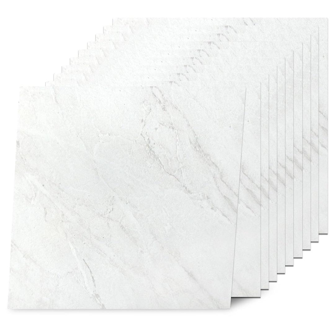 Yipscazo Peel and Stick Floor Tile 32 Sq.Ft Coverage 32-Pack Ivory White 12" x 12" Vinyl Floor Tiles Self Adhesive Waterproof Perfect for DIY Projects