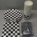 175 PCS Checkered Flag Party Supplies Disposable Dinnerware -Car Paper Plates Napkins Cups, Black Plastic Forks Knives Spoons for Girls Boys Birthday Baby Shower Decorations,25 Guests