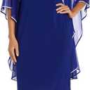 R&M Richards Elegant Sheath Dress W/Chiffon Butterfly Sleeves & Rhinestone Trim, 14 W