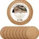 12 in Round Woven Placemats Plate Chargers Set of 10, Rattan Wicker Table Mats for Dinner Plates, Boho Farmhouse Rustic Place Mats for Dining Table Decor (Natural Color)
