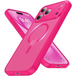 Faiono Magnetic for iPhone 17 Pro Max Case [Full Camera Protection][Military-Grade Protection][Compatible with MagSafe] Shockproof Protective Slim Phone Case for iPhone 17 Pro Max, Hot Pink