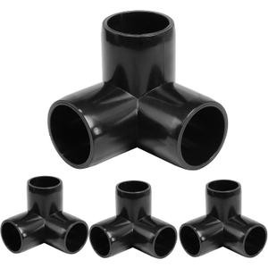 3 Way PVC Pipe Fittings 3/4 Inch, Zernmiarder Black PVC Elbow Corner Side Outlet Tee Fitting, SCH40 Furniture Grade Pipe Connectors - Fits 3/4" Polyvinyl Chloride Pipes, 12 Pieces