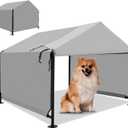 Dog Shade Shelter 2.5'x2.1'x2.1' for Small Dogs, Pet Outdoor Tent with Upgraded Doors, Outside Sun Rain Canopy Pet House for Dogs, Cats, Small Animals and Livestock, Grey