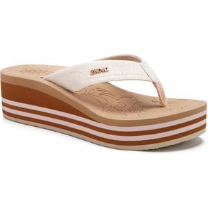ONCAI Womens Platform Wedge Flip Flops Trendy Dressy Womans Summer Flatform Sandals with Comfortable Walking Outdoor Rubber Soles (US Size 5-11) (7, Beige(regular Size))
