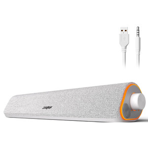 SOULION R50 Bluetooth Computer Speakers, USB Powered Pc Speakers for Desktop Monitor, 3.5mm Wired & Colorful LED Lights, Surround Sound Soundbar for Computer Laptop, White