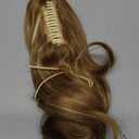 14 Inch Ponytail Extension - Wavy Pony Tails Hair Extensions, Claw Clip Ponytail Extension, Synthetic Hair Extensions Ponytail, Clip on Ponytails for Women (Light Brown With Beige Highlights)