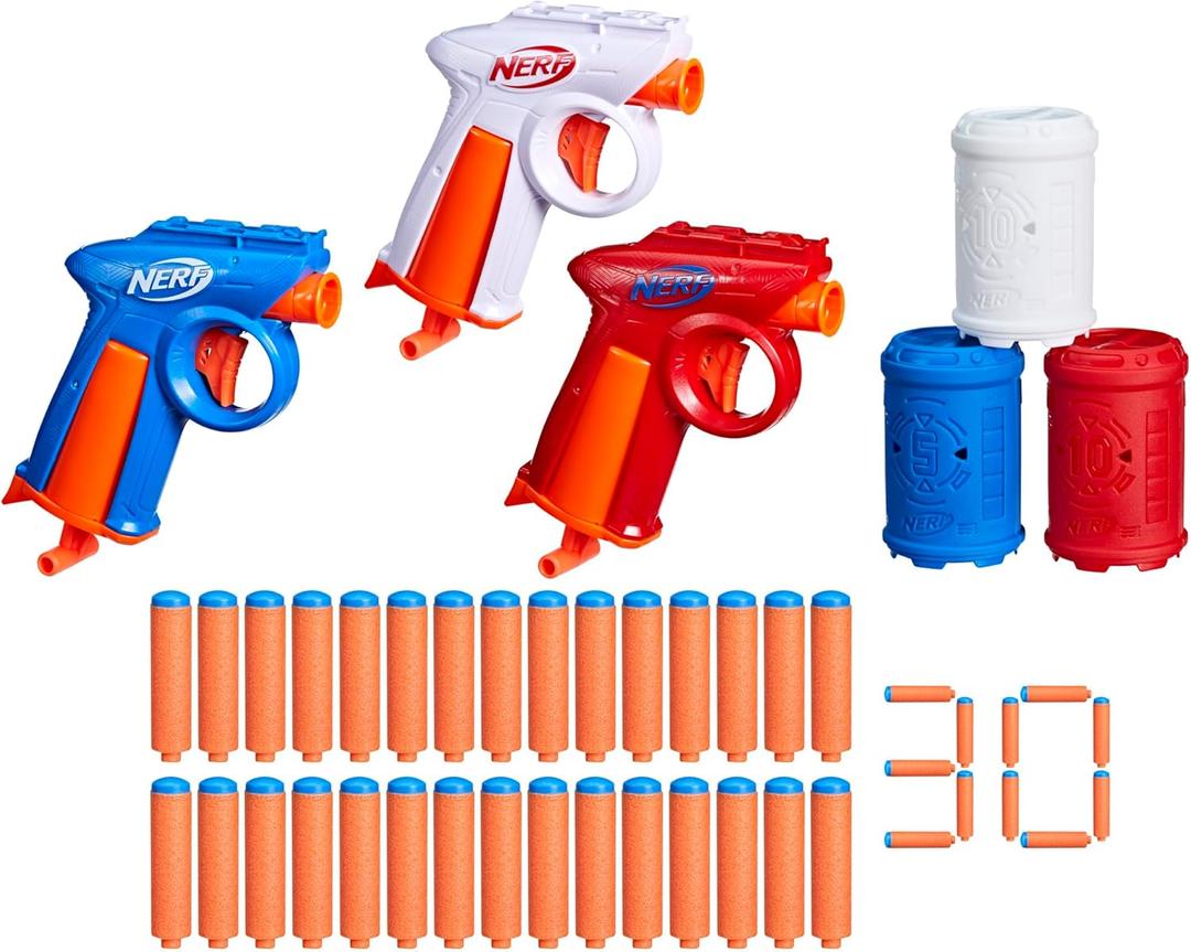 Nerf N Series Backyard Triple Pack, Includes 3 Flex Blasters, 3 Targets, 30 N1 Darts, Ages 8+