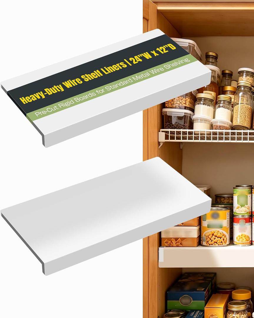 Wire Shelf Covers 24" W X 12"D,Rack Covers for Pantry Snap-On,2 Pack
White Waterproof,PVC Wire Rack Covers for Closet Shelves Liner,Tool-Free & Snap-On,Laundry Room,Kitchen Organization