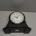 Mantel Clock for Living Room - Decorative Wood Mantle Clock Battery Operated - Silent Wooden Mantle Clock for Living Room Decor Above Fireplace Mantel, Office, Table, Shelf & Home Decor Gift 9x8.5, Black