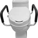 Raised Toilet Seat with Handles for Elongated Toilets  Portable Commode Riser for Seniors, Disabled, or Injured  Easy Tool-Free Install, Anti-Slip Arms, Heavy-Duty 300 lb Support
