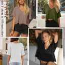 Neer 4 Pack Women's Oversized Crop T Shirts Summer V Neck Short Sleeve Tops Irregular Hem Baggy Top, L