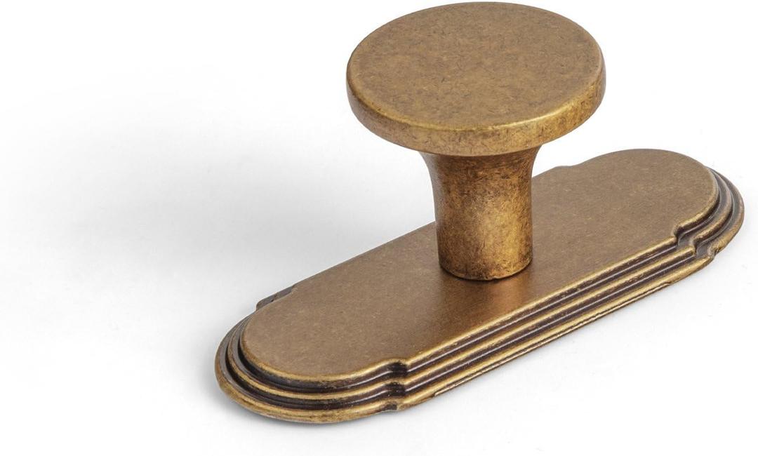 Goo-Ki Antique Brass Cabinet Knob with Backplate,Retro Style Zinc Alloy Cabinet Hardware,6 Packed