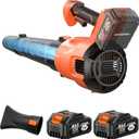 Leaf-blower-cordless-air blower for lawn care and dust-electric leaf blower with battery and charger with 21V,4.0Ah,2 Batteries-3 Speed Modes-brushless motor turbo for patio cleaning lawn tools-orange