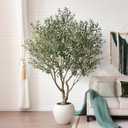 VeriNatural Artificial Olive Tree 8FT Faux Plant Home Decor - Large White Pot with Lifelike Silk Leaves, UV Resistant & No Maintenance - Indoor Outdoor Fake Tree for Modern Office Living Room,VN206