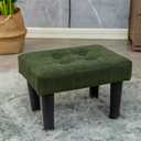 CAROLMADE Ottoman Foot Rest, Suede Small Ottoman Foot Stool with Legs Modern Footstool Ottomans for Living Room Entryway Office, Green