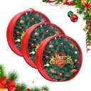 Christmas Wreath Storage Container Wreath Storage Bag 3 Pcs 24 Inch with Zipper and Sturdy Carrying Handle for Christmas Wreath Storage