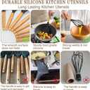 Umite Chef Kitchen Cooking Utensils Set, 33 pcs Non-Stick Silicone Cooking Kitchen Spatula Set with Holder, Wooden Handle Silicone Kitchen Gadgets Utensil Set (Black)