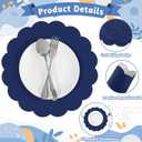60 Pcs Navy Blue Paper Placemats, 13.5 Inch Graduation Placemat Disposable Scalloped Place Mat Round Table Place Mats Decorative Paper for Graduation Celebration Birthday Wedding Banquet Holiday