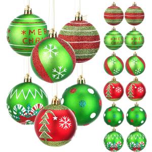 12 Pcs 3.15 Inch Christmas Ball Ornaments, Christmas Tree Decorations Set, Glittering Plastic Hanging Decoration, Elf Balls Swirl Candy Cane Peppermint for Grinchs Christmas Decorations