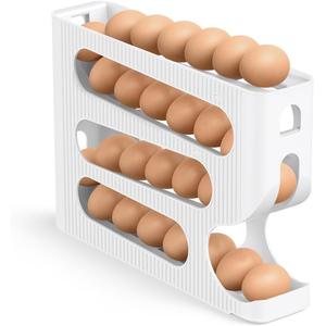 Sotfamily Egg Holder for Fridge, Automatic Rolling Egg Dispenser for Refrigerator, Countertop, Kitchen - Space-saving Egg Roller/Organizer/Storage/Container/Tray - 1 Pack for 28 Large Size Eggs