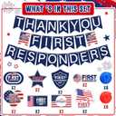 35 Pcs National First Responders Day Banner Thank You Week Decorations Red and Bule Hanging Swirls Wall Decor Holiday Celebrating Events for Festival Party Supplies