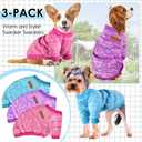 3 Pack Dog Sweaters for Dogs Girl Boy Winter Fleece Clothes Warm Soft Dog Sweatshirt Outfit for Dogs Cats Pet Apparel (Rose+Light Blue+Purple, Medium)