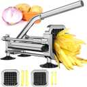 French Fry Cutter, Stainless Steel Potato Cutter with 1/2 Inch and 3/8 Inch Blades, (Manual Cutter, 1/2'' & 3/8'' Blade)