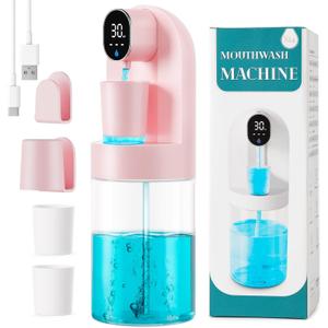Automatic Mouthwash Dispenser for Bathroom, 21.12 oz Touchless Smart Mouth Wash Dispensers Bathroom Accessories Set with 4 Magnetic Cups, 4 Modes Wall Mounted Mouth Wash Dispenser for Home & Kids