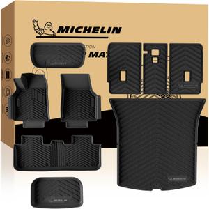Michelin Vehicle Mat, All-Weather TPE Custom Fit Liner for Tesla Model Y 5 Seat Floor Mats 2025-2027 (9 Piece), Premier