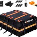 Kingfun Car Rooftop Cargo Carrier Bag, Waterproof 15 Cubic Feet Car Roof Luggage Carrier for All Vechicles with/Without Racks, Includes Anti-Slip Mat, 8 Reinforced Straps, 6 Door Hooks,Luggage Locks