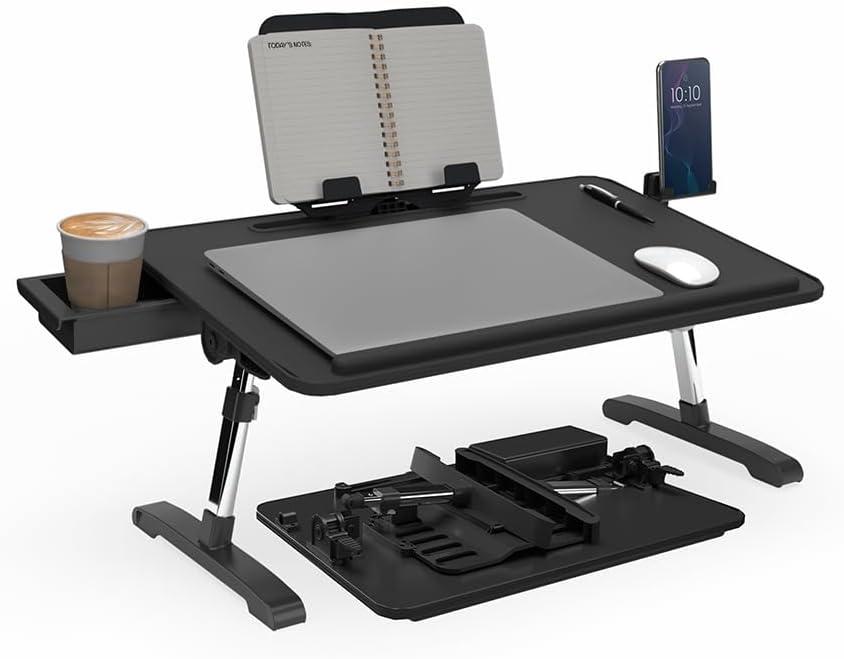 Limitless TotalDesk Portable Modern Workstation and Lap Desk with Adjustable Height & Tilt (Black), Compact