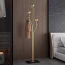 Gold Coat rack,Sturdy coat tree freestanding heavy duty with Marble Base,Metal standing coat rack for Bedroom,Entrance,Modern coat hanger stand for Coats,Hats,Bags(gold)