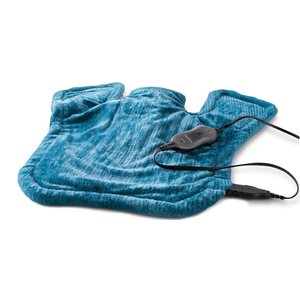 Sunbeam XL Renue Contoured Heating Pad, 25" x 25", For Neck & Shoulder Pain Relief with Auto Shut Off, Moist Heating Option, Machine-Washable, Gifts For Mom & Wife, Lakeshore Blue 